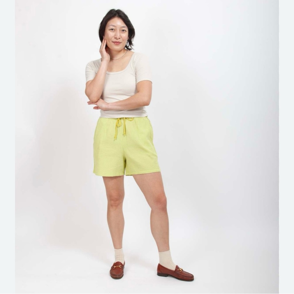 GRAVEL & GOLD Essi Drawstring Short in “Endive” Lime Green Colorway, Size M (2) - Picture 3 of 16